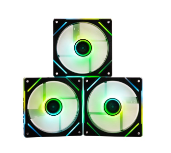 Kit de 3 Ventiladores, ARGB, 120mm, Color Negro, NACEB NA-0650N