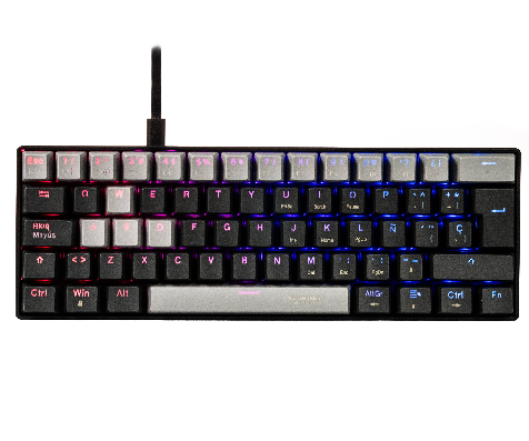 Teclado Gamer Black Viper, Mecánico, 60%, RGB, Alámbrico (USB), Color Negro, NACEB NA-0968