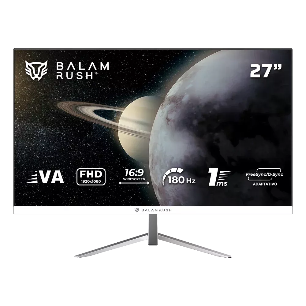 Monitor Gamer 27", BALAM RUSH Titan MTG27Y, 1ms, 180Hz, 1920x1080 Pixeles, FHD, 1xHDMI / 1xDP, Color Blanco, ACTECK BR-943017 