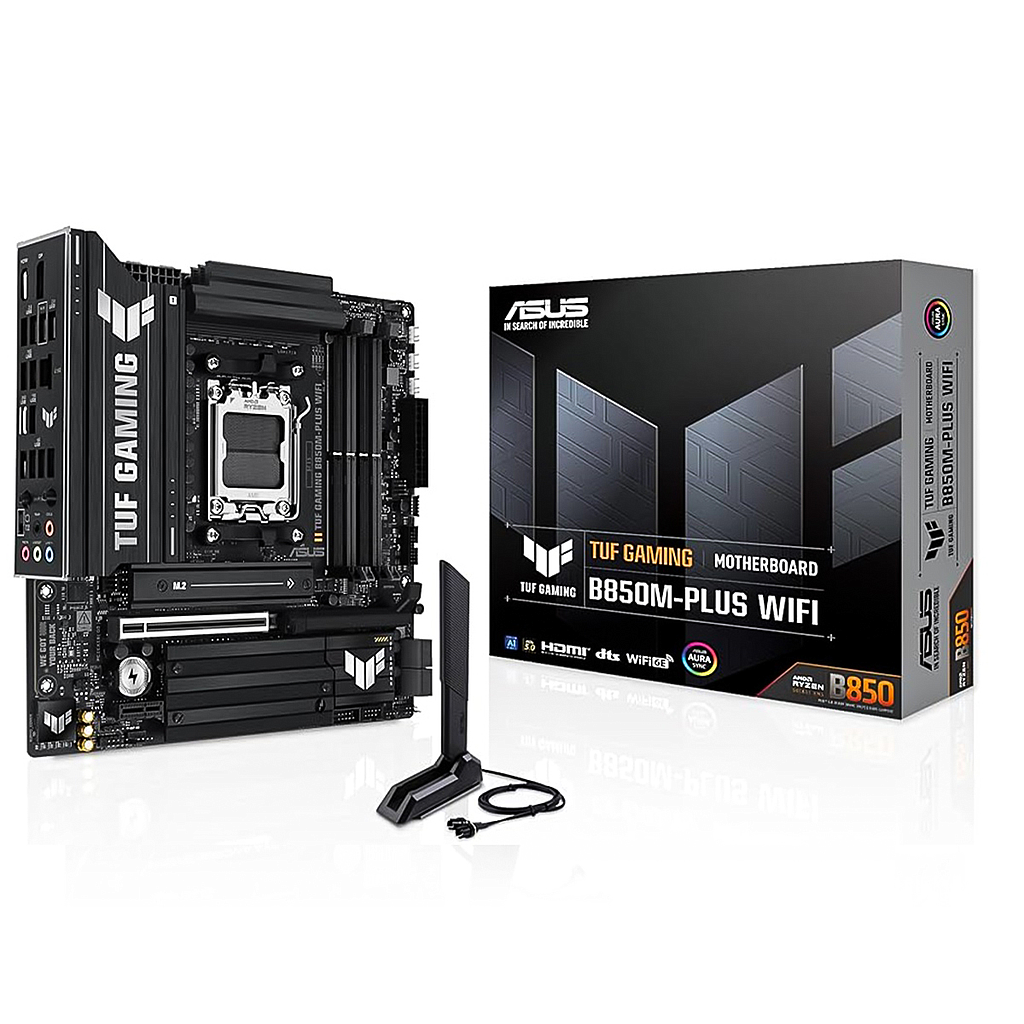 Tarjeta Madre (MoBo) TUF GAMING B850M-PLUS WIFI, S-AM5, 4x DIMM DDR5 (Max 192GB RAM), 1x HDMI / 1x DP, Micro ATX, Socket AMD AM4, ASUS 90MB1IY0-M0EAY0