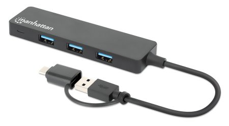 Adaptador Hub de 4 Puertos USB-A 3.1 5 Gbit/s, Conector Adaptable de USB-C a USB-A, MANHATTAN 180863