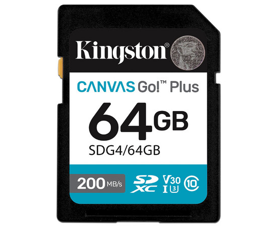 Memoria SDXC Canvas Go! Plus G4 de 64GB, UHS-I U3, Clase 10, KINGSTON SDG4/64GB