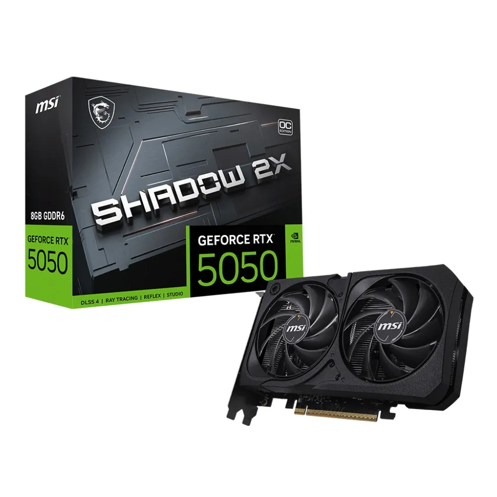 Tarjeta de Video NVIDIA GeForce RTX 5050 SHADOW 2X OC, 8GB GDDR6, 1xHDMI, 3xDP, PCI Exp 5.0, MSI G5050-8S2C