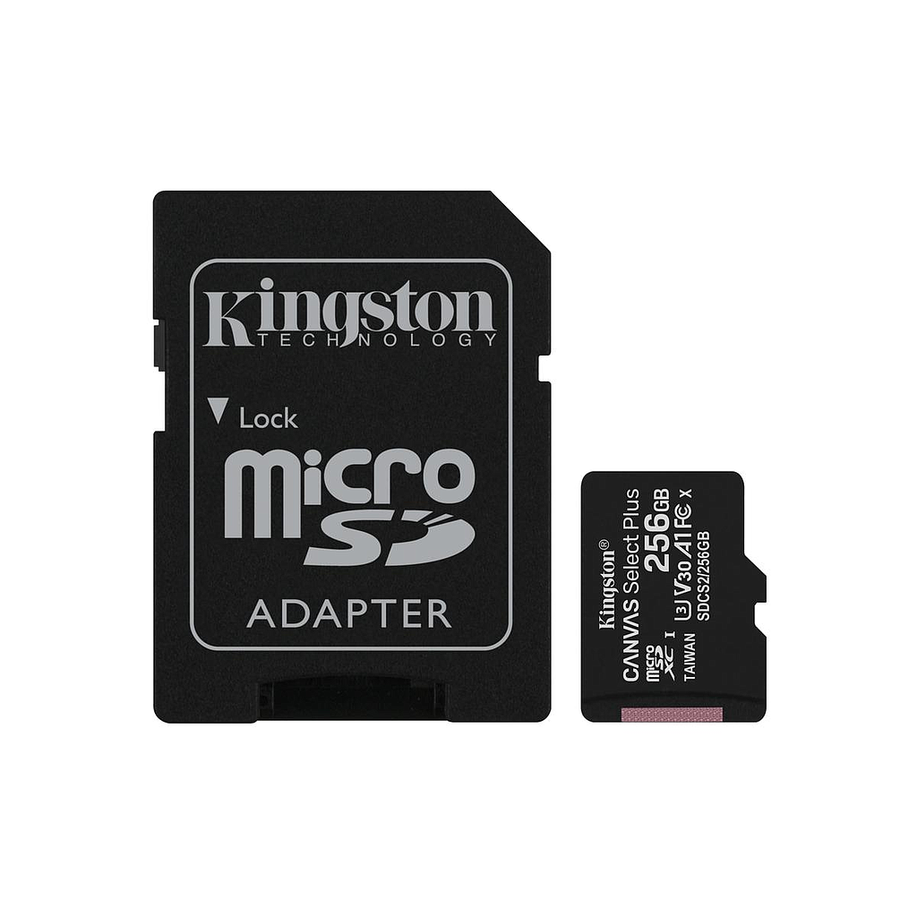 Memoria Flash MicroSDXC UHS-I U1 Canvas Select Plus, Capacidad 256GB, Gen 3, 150 MB/s, Clase 10, Incluye Adaptador, KINGSTON SDCS3/256GB