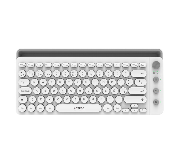 Teclado Inalámbrico (Bluetooth) Modelo Uny Comp TI685, Español, Color Blanco, Multi-Dispositivos, ACTECK AC-934190