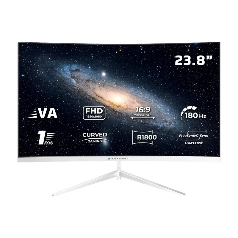 Monitor Gamer Curvo BALAM RUSH Andrómeda MAG24Y LED 23.8", 1920x1080 Full HD, G-Sync/FreeSync, 180Hz, HDMI/DisplayPort, Color Blanco, ACTECK BR-943048