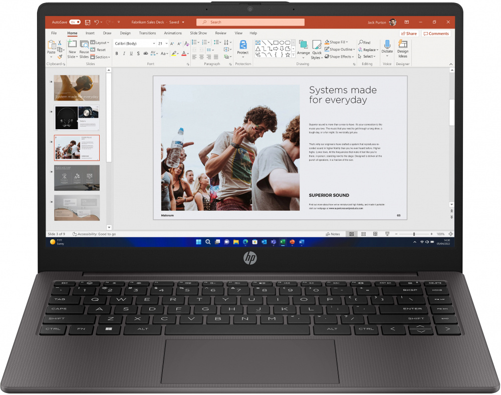 Computadora Portátil (Laptop) 245 G10, AMD Ryzen 3 7320U, RAM 8GB DDR4, SSD 256GB, 14" 1366X768 HD, Video Radeon Graphics, Win 11 Home, HP AJ1Y0LT#ABM