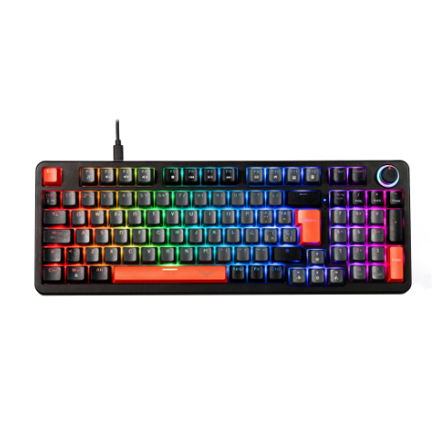 Teclado Gamer, Mecánico, Cherry MX Brown, RGB, Alámbrico (USB), Color Gris, NACEB NA-0972G