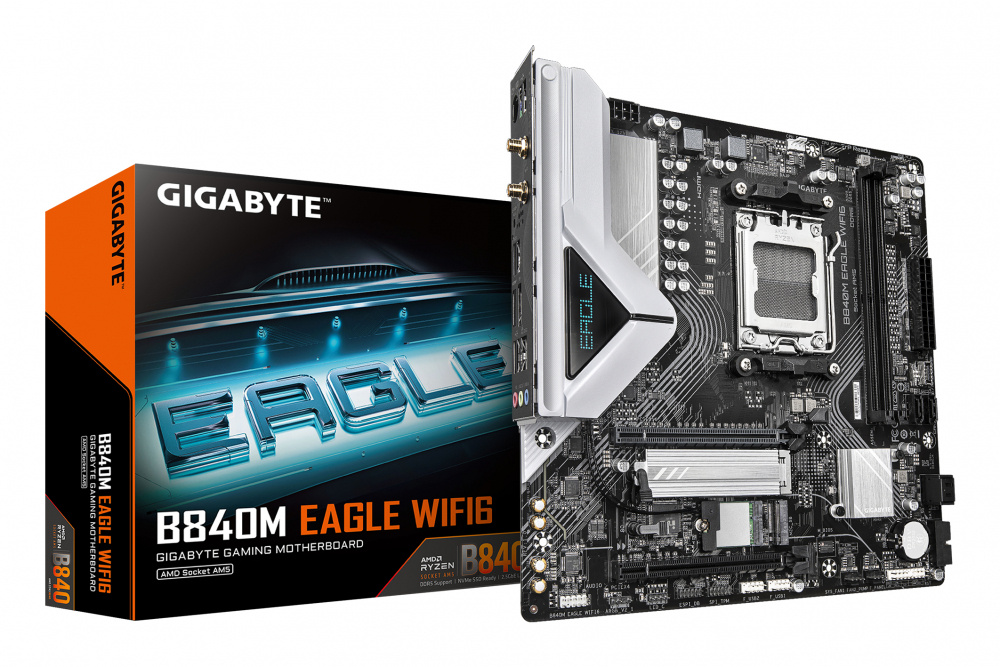 Tarjeta Madre (MoBo) TUF GAMING B840M EAGLE WIFI6, S-AM5, 2x DIMM DDR5 (Max 128GB RAM), 1x HDMI / 1x DP, Micro ATX, Socket AMD AM5, GIGABYTE B840M EAGLE WIFI6
