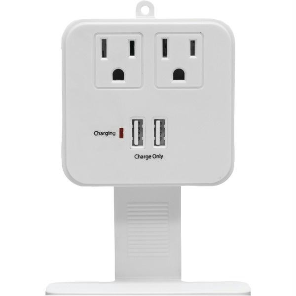 Supresor de Picos GE Blanco con 2 Contactos / 2 USB y Portaobjetos