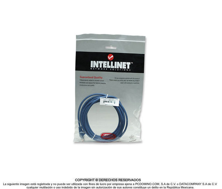 Cable de Red / UTP (Patch Cord), Cat 5E, RJ45 - RJ45 (M-M), 5.0 Metros, Color Azul, INTELLINET 319829