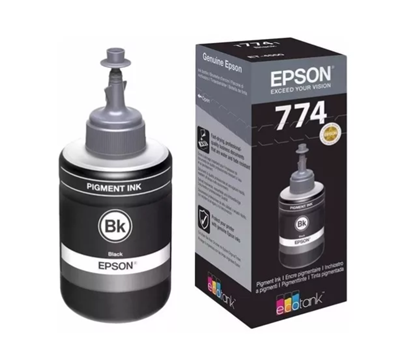 Botella de Tinta Original T774, Color Negro 140ml Rendimiento de Aprox. 6.000 páginas, EPSON T774120-A