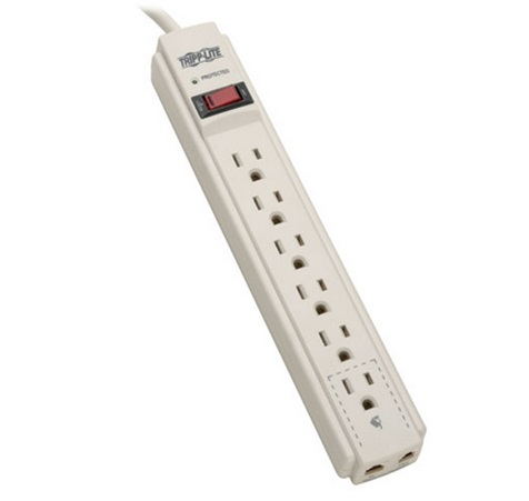 Supresor de Picos Protect It, 6 Contactos, 790 Joules, 1.22 Metros, Color Blanco, TRIPP-LITE TLP604TEL