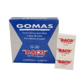 Borrador (Goma) Blanco, Mediano, 1 Pieza, BACO G-30