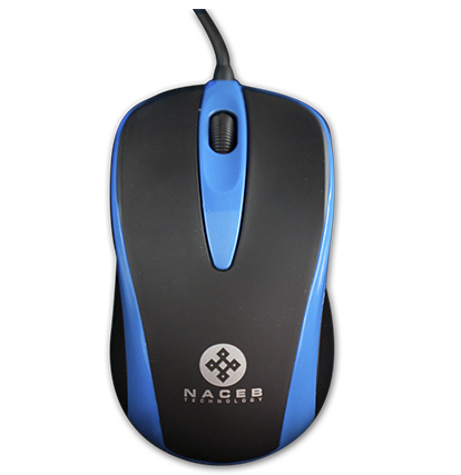 Ratón (Mouse) Óptico, Alámbrico (USB), Hasta 1000 DPI, Color Azul, NACEB NA-099A