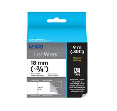 Cinta Para Rotulador Negro sobre Blanco, 12mm 1.2"x 30ft, EPSON LC-5WBN9
