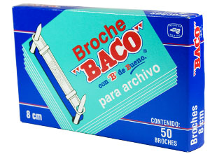Broche para Archivo 8 Cms C/50 Pza, BACO BB004