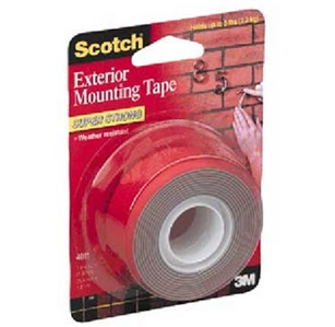 Cinta de Montaje (Doble Cara) Scotch, Modelo 411, 25.4 mm x 1.52 Metros, Rojo, Uso Exterior, 3M 411P-OD