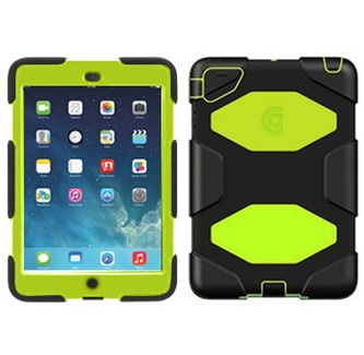 Carcasa Griffin Survivor para iPad mini -2 -3 - con Soporte, Color Negro & Citron / 685387408238