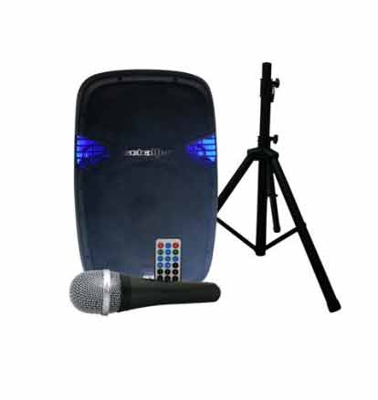 Bafle Schalter, 15" Activo, con Bluetooth, 400W, Incluye pedestal y micrófono S-15B