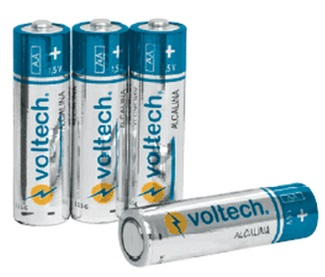 Pila Alcalina VOLTECK, Tamaño AA, Voltaje 1.5 V, 4 Piezas, TRUPER AL-AA