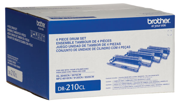 Tambor (Drum) Original 4 Piezas Brother DR210CL, Rendimiento Aprox. 15,000 Páginas en Negro / Color, BROTHER DR210CL