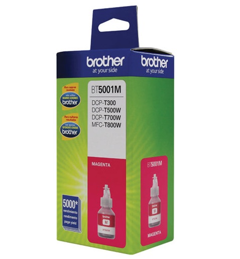 Botella de Tinta Original Modelo 5001, Color Magenta, Rendimiento Aprox. 5,000 Páginas, BROTHER BT5001M