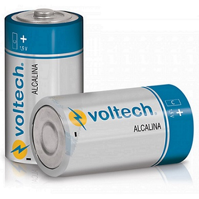 Pila Alcalina VOLTECK, Tamaño C, Voltaje 1.5 V, 2 Piezas, TRUPER AL-C