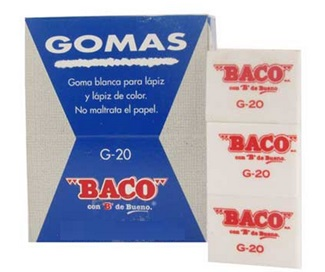 Borrador (Goma) Blanco, Grande, 1 Pieza, BACO G-20