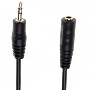 Cable Extensión Plug 3.5mm Macho a Plug 3.5mm Hembra Estéreo de 1.8 Metros, Color Negro, VCOM CV202-1.8