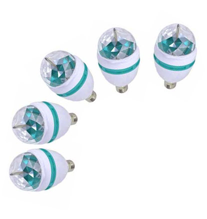 5 Piezas de Foco Led Rgb Giratorio Luz Disco En Casa Crystal Ball Dj