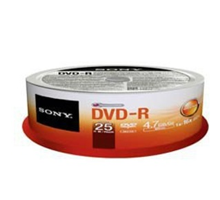 Torre (Campana) DVD-R, 25 Piezas, 4.7 GB, 16x, SONY 25DMR47SPM/TUC