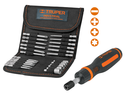 Desarmador Tipo Matraca, 24 Puntas, TRUPER JDM-26