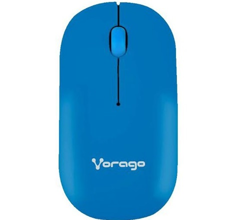 Ratón (Mouse) Óptico, Inalámbrico (USB), Hasta 1000 DPI, Color Azul, VORAGO MO-205-BL