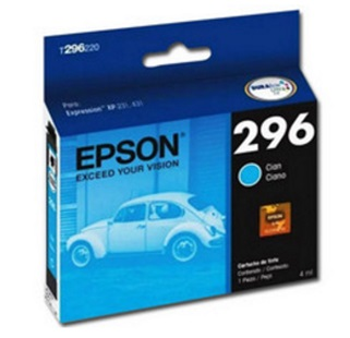 Cartucho de Tinta 296 Color Cian 4ml Rendimiento Aprox. 250 páginas, EPSON T296220-AL 
