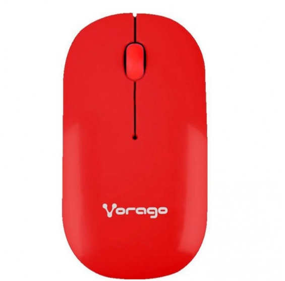 Ratón (Mouse) Óptico, Inalámbrico (USB), Hasta 1000 DPI, Color Naranja, VORAGO MO-205-NA