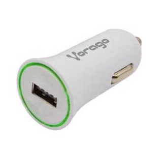 Cargador Para Auto, 1 x USB (H) (5V/1A), Color Blanco, VORAGO AU-101-WH