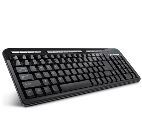 Teclado Multimedia, Alámbrico (USB), 3 Posiciones, Color Negro, VORAGO KB-202