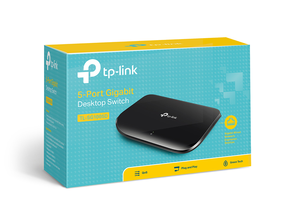 Switch de Escritorio, 5 x RJ45 10/100/1000Mbps, No Administrable,  Plug and Play, TP-LINK TL-SG1005D 