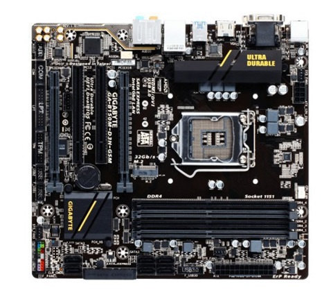 Tarjeta Madre Gigabyte B150M-D3H-GSM, 4xDDR4, PCIe, Gigabit, HDMI / DVI/ VGA, Socket 1151