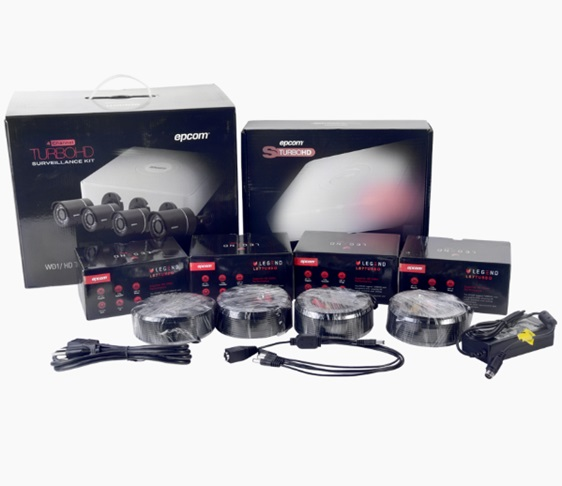 Kit de Video Vigilancia, 1 DVR Trihíbrido 4 Canales +  4 Cámaras 720p Bala (Bullet), IR 30 Metros, 4 Juegos Cable de 18 Metros, 1 Fuente de Poder, EPCOM LB7-TURBO-KIT4
