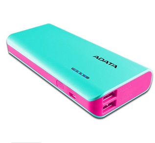Cargador Portátil (Power Bank) Adata PT100, Capacidad 10,000mAh, Salidas 5V-2A / 5V-2.1A, Color Azul Tiffany/Rosa, APT100-10000M-5V-CTBPK