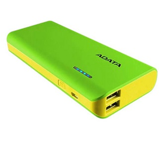 Cargador Portátil (Power Bank) Adata PT100, Capacidad 10,000mAh, Salidas 5V-2A / 5V-2.1A, Color Verde/Amarillo, APT100-10000M-5V-CGRYL