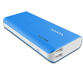 Cargador Portátil (Power Bank) Adata PT100, Capacidad 10,000mAh, Salidas 5V-2A / 5V-2.1A, Color Azul/Blanco, APT100-10000M-5V-CBLWH