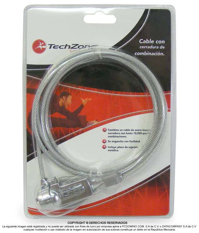 Cable Techzone con candado de combinación