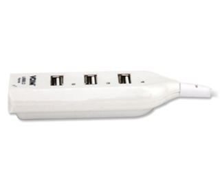 HUB USB 2.0 de Alta Velocidad 480Mbps con 4 Puertos, Color Blanco, VCOM DH226