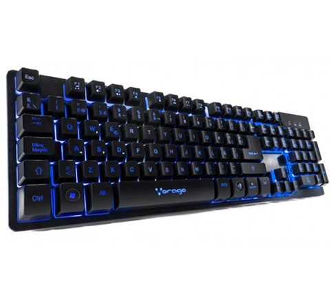 Teclado Gamer, Iluminado, Alámbrico (USB), Antighost, Longitud del Cable 1.50 Metros, VORAGO KB-502