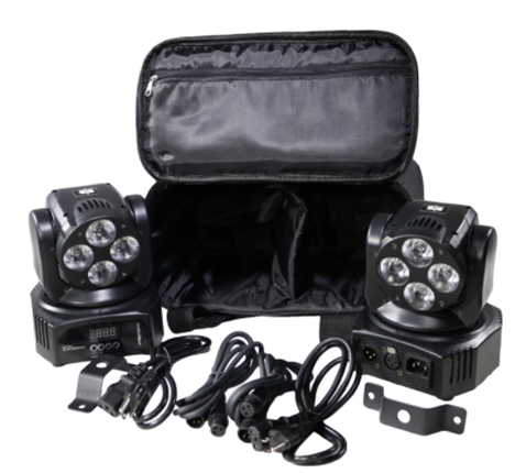 Kit 2 Lámparas LED (Cabeza Móvil) DMX, RGBW, Potencia 50W, Color Negro, SCHALTER SET-MOBMINI4B2