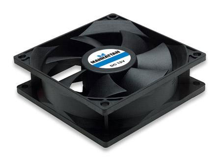 Ventilador P/ Gabinete (CPU), 80 Milímetros, Color Negro, 3 Pines, MANHATTAN 700955