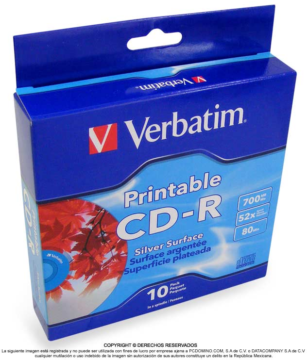 Disco P/ Grabar (CD-R), 10 Piezas, Escritura 52X, Almacenamiento 700 MB, VERBATIM 95095